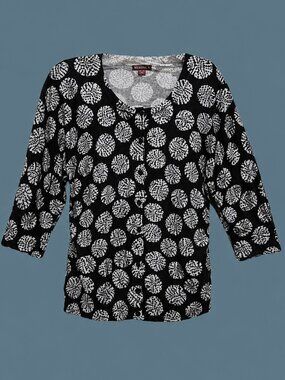 Merona Black/White 3/4 Sleeve Soft Knit Sweater - XXL